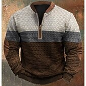 Men's Sweatshirt Quarter Zip Sweatshirt Black Brown Half Zip Color Block Half Zip Print Ribbed Sports & Outdoor Daily Holiday Polyester Vintage Streetwear Casual Fall & Winter Clothing Apparel Hoodies4