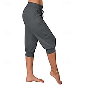 billige cargobukser for kvinner-Dame Capri-bukser Søndagsshorts Gatemote Fritid Kalv lengde Medium Midje عادي Elastisk midje Snorer Pusteevne Myk Mikroelastisk Feriereise Gate Dagligdagstøy Svart Rosa Navyblå Grønn Sommer Normal