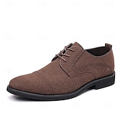 cheap Formal-Men&#039;s Oxfords Brogue Walking British PU Leather Suede Breathable Comfortable Slip Resistant Lace-up Dark Brown Black Blue Fall Winter