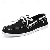 economico Casuale-scarpe da barca da uomo bicolore nere e bianche con design classico allacciato, comode ed eleganti, ideali per gite in spiaggia, abbigliamento casual ed eventi estivi