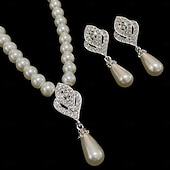 cheap Jewelry Sets-Bridal Jewelry Sets 1 set Imitation Pearl Rhinestone Earrings Necklace Women&#039;s Stylish Trendy Sweet Jewelry Set For Wedding Special Occasion Party Evening Wear