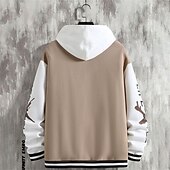 お買い得  メンズジャケット＆コート-男性用 カジュアルジャケット バーシティジャケット バケーション 日常 ポケット スプライス 春 秋 カラーブロック プリント ファッション クラシック スタンド レギュラー ブラック ワイン ネイビーブルー ダークグリーン グリーン ジャケット