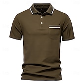preiswerte Herren Elite Polo-Herren Farbblock Polo Strick-Polopullover Kurzarm Umlegekragen Formell Arbeit Sport &amp; Outdoor Stripe-Trim Streifen Rein Frühling Ganzjahres Weiß Dunkelrot Dunkelmarine