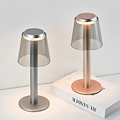 abordables lampe de chevet-Lampe de table sans fil en métal avec capteur tactile, lampe de bureau à LED, lampe à intensité variable en continu à 3 couleurs, veilleuse pour chambre d&#039;enfant, bureau et café
