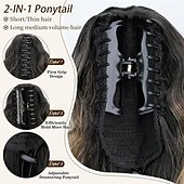 economico Code-Extension per coda di cavallo con clip a artiglio, code di cavallo ondulate da 18 pollici, extension per capelli a strati, soffici, con clip per donne, posticci sintetici, nero ombré, biondo misto.