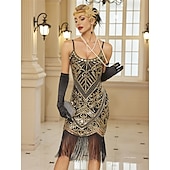 billiga Klänningar-Retro / vintage Glada 20-talet 1920-talet Flapper-klänning Klänningar Kläder Den store Gatsby Bröllopsgäst Paljetter Tofs Maskeradkläder Dam Jul Halloween Karnival Fest / afton Bröllopsfest Möhippa