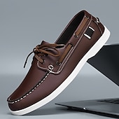 economico Casuale-scarpe da barca da uomo bicolore nere e bianche con design classico allacciato, comode ed eleganti, ideali per gite in spiaggia, abbigliamento casual ed eventi estivi