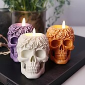 cheap Mold-2pcs Rose Skull Head Silicone Molds for Resin Casting DIY Candle &amp; Epoxy Resin Crafts Home Decor Plaster Clay Molds with Intricate Floral Design Home Decor MoldsDetailed Design Durable Silicone