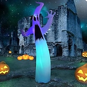 halpa Ilmatäytteiset pihakoristeet-1 kpl puhallettava halloween-valo, 3,6 m, 12 jalkaa, kuohuviini, liekki, fantomi-ilmamalli, ulkopiha, nurmikko, puutarhajuhlat, halloween-kauhu ja outo koristevalo