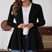 abordables Manteaux &amp; trenchs-Femmes Veste Décontractée Respirant Confortable Oversize Simple Occasionnel Uni Vacances Rue Occasionnel Tenue quotidienne Ouvert devant Régulier Col montant Coupe régulière manche longue Vêtements