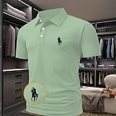 levne Pánské klasické polo-Pánské Kůň Waffle Polo košile Krátký rukáv Polo tričko Košile s límečkem Na běžné nošení Obchodní příležitostné Venkovní Obchod Noste do práce Denní nošení Knoflíky 3D tisk Léto Bílá Světlá růžov