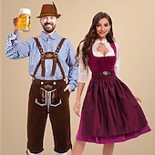 Dopasowany strój na Oktoberfest - Dirndl dla kobiet lub Lederhosen dla mężczyzn alpejski niemiecki bawarski strój piwny idealny na festiwal piwa imprezę Halloween imprezę tematyczną - sprzedawane