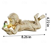 お買い得  ランドスケープライト-1個の屋外ソーラー景観ライト、横たわる男の子、横たわる女の子、光るホタル、田舎の中庭、庭の小道、芝生の装飾ライト
