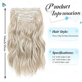 baratos Clip nas extensões-extensões de cabelo clip in extensões de cabelo para mulheres 14 polegadas curto ondulado clip in extensões de cabelo para mulheres extensões de cabelo clip ins 4 peças extensões de cabelo com trama
