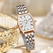 economico Orologi al quarzo-Orologio da donna alla moda con quadrante a botte di vino orologio al quarzo con numeri romani cinturino impermeabile PX7 calendario cinturino in acciaio inossidabile miglior scelta per i regali per