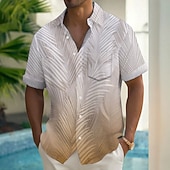 זול צמחים טרופיים-בגדי ריקוד גברים שיפוע טרופי עלה דקל חולצת הוואי חולצה עם כפתורים חולצת אלוהה שרוולים קצרים הוואי חגים ביגוד חוף קיץ אביב צווארון מתקפל הדפסת תלת מימד חולצות צווארון כיס אחד קדמי פול סגול חום תלתן