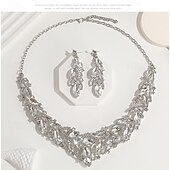 abordables Parures de Bijoux-un parure de bijoux de mariée 1 ensemble Zircon Strass 1 Collier Boucles d&#039;oreilles Femmes Mode Personnalisé Luxe Mignon Fantaisie Forme de Feuille irrégulier Parure de Bijoux Pour Mariage Soirée