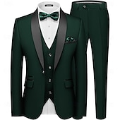 preiswerte Dinnerparty-Herren Hochzeits-Party Smokings Anzüge Heimkehranzüge Rot Marineblau Geschäftlich Formal einfarbig Standardpassform 3-teilig Einreiher mit einem Knopf