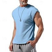 preiswerte Fitness Tank-Tops-Herren Tank Top Weste Unterhemd Ärmelloses Shirt Ärmellos Rundhalsausschnitt Frühling &amp; Sommer Einfach Mode Designer Basic Urlaub Straße Ausgehen Weiß Wein Dunkelmarine Top T-Shirt für Herren