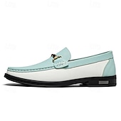 cheap Men&#039;s Slip-ons &amp; Loafers-Men&#039;s Green and White Faux Leather Moccasin Loafers Fashion Slip-On Driving Shoes for Casual Wear and Spring Outfits