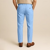  Men's 100% Linen Pants Solid Color Breathable Full Length Formal Wedding Outdoor Elegant Vacation Navy Blue Beige Micro-elastic