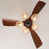 billige Lamper til takvifte-Takviftelampe i valnøtt-stil fra midten av århundret, retro, stillegående &amp;Smart for soverom/spisestue/arbeidsrom