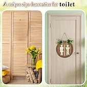 economico Ghirlande e ghirlande-Targa in legno per porta da bagno con scritta &quot;genere&quot;, targa rustica da appendere alla parete del bagno, decorazione da bagno in stile rustico per uso domestico o aziendale
