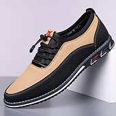cheap Semi-Formal-Men&#039;s Beige and Black Athletic Sneakers with Elastic Lace-Up Design and Cushioned Sole – Comfortable and Stylish Sports Footwear for Casual Wear, Running, and Outdoor Activities