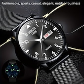 cheap Quartz Watches-A New Milan Stainless Steel Bracelet Business Quartz Watch With A Px7 Water Resistance Rating And Luminous Date And Day Display. It Is A Fashionable Trendy Casual And Versatile Sports Men&#039;S Business