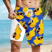 voordelige Dieren &amp; Vogels-Voor heren Kleine gele eend Grappig Gevoerde shorts 2 in 1 zwemshorts Zwemshorts Medium Taille Hawaii Feestdagen Zijzakken Met compressievoering Elastische tailleband met trekkoord Ontwerper Kleding