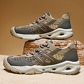 baratos Ténis para Homem-Tênis masculino cáqui para caminhada ao ar livre - tênis de corrida de trilha duráveis com malha respirável e sola antiderrapante para acampamentos, caminhadas e aventuras diárias ao ar livre
