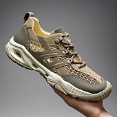 baratos Ténis para Homem-Tênis masculino cáqui para caminhada ao ar livre - tênis de corrida de trilha duráveis com malha respirável e sola antiderrapante para acampamentos, caminhadas e aventuras diárias ao ar livre