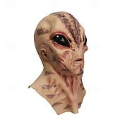 economico Maschera di Halloween &amp; Accessori-Maschera aliena spaventosa di Halloween per adulti, realistici costumi spaventosi, maschera in lattice per il viso, 4 varianti di colore, maschera horror extraterrestre, accessorio spettrale per feste
