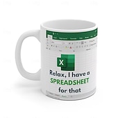tanie Kubki i filiżanki-kubek excel, zabawny ceramiczny kubek do kawy do biura 330 ml/12 uncji, prezent dla białych kołnierzyków w stylu arkusza kalkulacyjnego dla współpracownika, analityka, księgowego, szefa, dekoracja