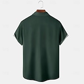 preiswerte Geometrische Muster-Herren Geometrisch Gestreift Karo / Karomuster Hemd Sommerhemd Knopfhemd Kurzarm Modisch lässig Outdoor Urlaub Alltagskleidung Sommer Frühling Umlegekragen 3D-Druck Hemden mit Kragen Eine Tasche vorne