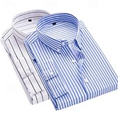 economico Camicie eleganti da uomo-Per uomo Camicia elegante Camicia button-down Camicia a righe Camicia con Colletto A righe Formale Matrimonio Bianco + rosso Bianco + azzurro Blu navy + nero Blu navy + rosso Manica Lunga Tutte le