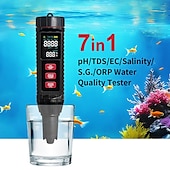 זול מכשירי חשמל ביתיים-בודק מים TDS 7 ב-1, מד pH דיגיטלי בדיוק גבוה, 0.01, בודק pH/TDS/EC/מליחות/טמפרטורה, בודק מים ppm למי שתייה, צמחים הידרופוניים, אקווריומים ובריכות שחייה.