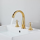 お買い得  浴室・洗面台用水栓金具-バスルームのシンクの蛇口 - 組み合わせ式 電気メッキ 組み合わせ式 二つのハンドル三穴Bath Taps