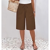 economico Pantaloncini-Per donna Chinos Shorts Essenziale Casual Lunghezza al ginocchio Vita Alta Semplice Fascia Elastica Comodo Morbido Confortevole Micro-elastico All&#039;aperto Streetwear Nero Arancione Verde Cachi Estate