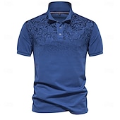 preiswerte Herren Elite Polo-Herren Männlich Blumen Blumenmuster Polo Strick-Polopullover Kurzarm Umlegekragen Polokragen Modern Formell Arbeit Sport &amp; Outdoor Knöpfe Drucken Frühling Rubinrot Weiß Hellblau