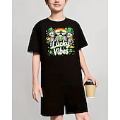billiga Pojkens 3D Vision &amp; Geometri-Pojkar 3D Grafisk Dödskalle T-shirt Kortärmad Sommar Vår Mode Grundläggande Barn 4-12 år Rund hals Utomhus Ledigt Dagligen Normal