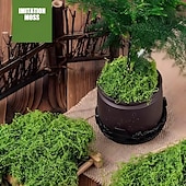 cheap Artificial Plants &amp; Flowers-Realistic Artificial Moss(100g), Durable Plastic DIY Indoor Garden Decor, Natural Green Moss for Glass Terrariums, Planters, Outdoor Landscaping, Textured Garden Accessories