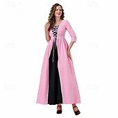 levne Šaty-Elegantní Retro Renesanční Dlouhá délka Šaty Cosplay kostým Maškarní Šlechtična Hranatý Maškarní kostým Dámské předvečer Všech svatých Plesová maškaráda Šaty Párty a večer Běžné / Denní Dospělé Šaty