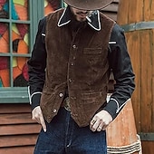 abordables Gilets-Homme Gilet en velours côtelé Gilet Extérieur Quotidien ancien Printemps Automne Avec Poches Boutons Nylon Confortable Uni Droit 1 bouton Col en V Coupe régulière Noir bleu marine Marron Vert Gilet