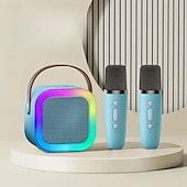billige Mikrofoner-k12 trådløs mikrofon karaokemaskin bluetooth-høyttaler ktv hifi stereolyd led-lys for utendørs hjemmefest