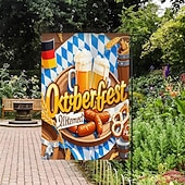 preiswerte Gartenfahnen, Banner-Oktoberfest Gartenflagge Deutsches Bayerisches 12 x 18 Zoll Gartenflaggen kleine Gartenflaggen für draußen Außenfahnen Bierdesign weiß blau kariert Feiertagsgartenflaggen