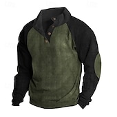 baratos Suéteres básicos-Homens Moletom com zíper Moletom Zip Moletom com capuz Adamascado Khaki claro. Preto Vinho Verde Tropa Colarinho Clerical Bloco de cor Zip Up Bloco de cor Desportos e Ar livre Casual Diário Roupa de