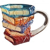 ieftine Cupe &amp; Căni-cană cu carte pictată, căni de cafea inedite pentru iubitorii de cărți, cadouri pentru femei, căni de cafea unice, 11 oz, pahare drăguțe și amuzante, cu tematică literară, viermi de cărți, cititori,