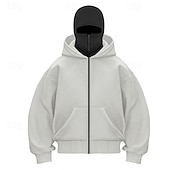 economico felpe con cappuccio da uomo di base-Per uomo Felpa con cappuccio Felpa con cappuccio a zip intera Nero Bianco Rosso Grigio chiaro Grigio scuro Con Cappuccio Semplice Tasca Sport &amp; Outdoor Quotidiano Ferie Poliestere Streetwear