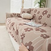 baratos Cobertura de Sofa-Capas de assento de sofá refrescantes com estampas de verão, capas universais para sofá chaise longue em forma de L, capa de sofá elástica de seda gelada de 1/2/3/4 lugares